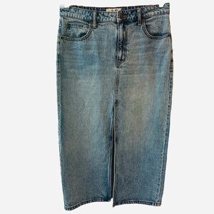 We The Free Denim Jean Skirt Medium Wash front middle slit size 12